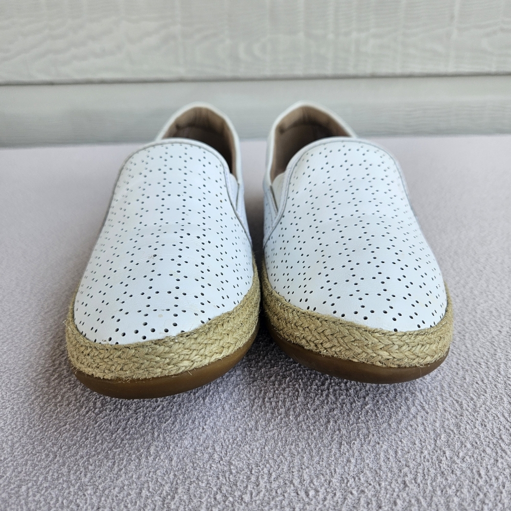 Clarks Danelly Molly Womens SZ 7 1/2 White Eyelet Espadrille Slip-On Loafer Flat - Picture 6 of 12
